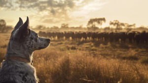 heeler wathcing his herd